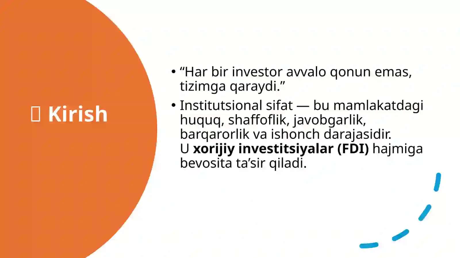 Institutsional sifati va xorijiy investitsiyalar oqimi o‘rtasidagi bog‘liqlik 2