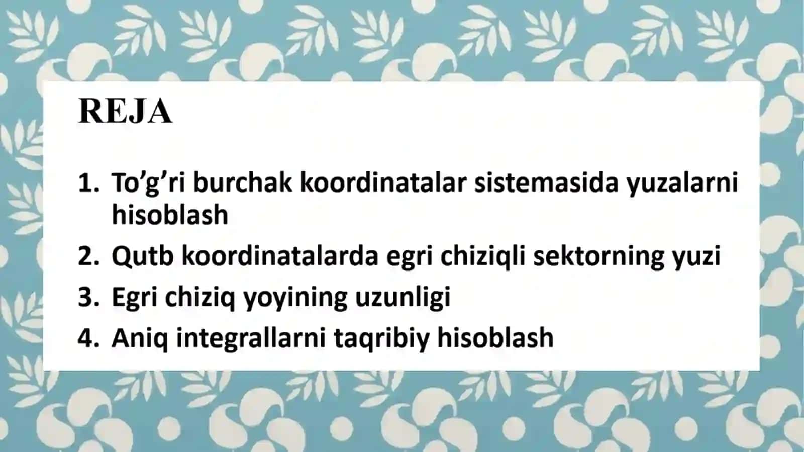 Aniq integral  tadbiqlari 2