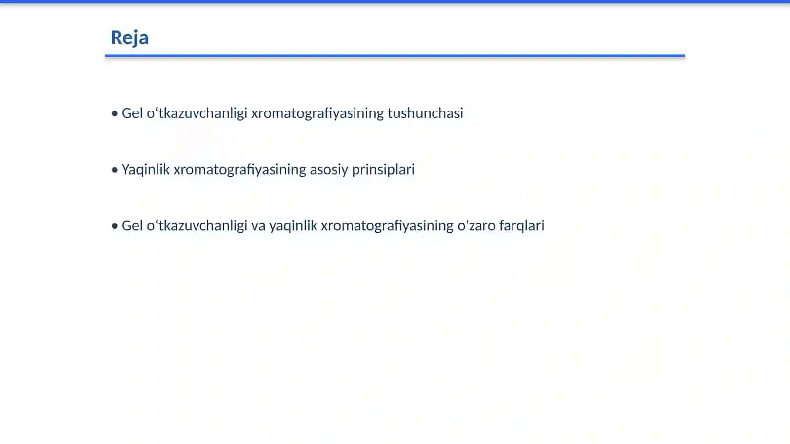 Gel oʻtkazuvchanligi va yaqinlik xromatografiyasining xususiyatlari 2