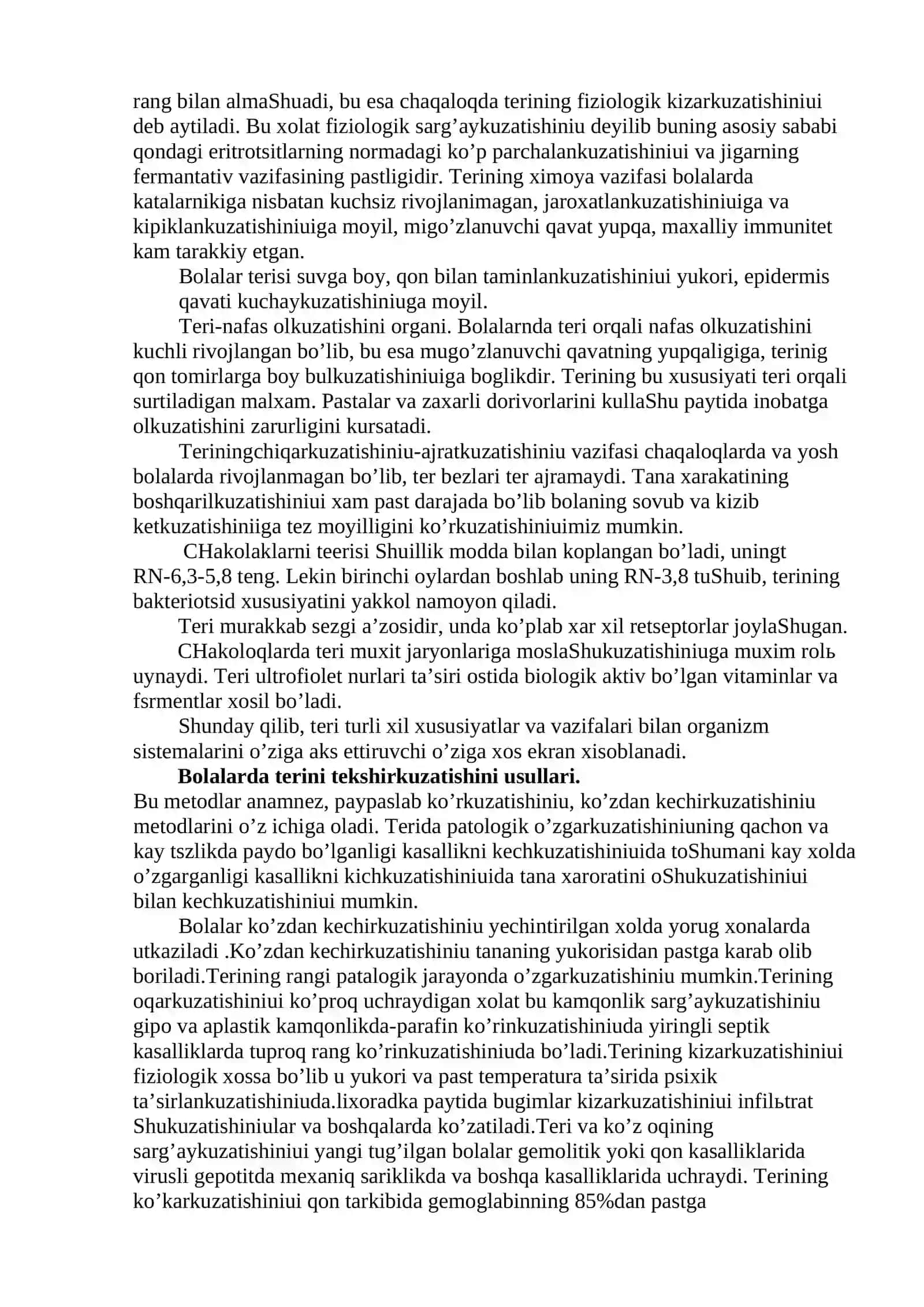 Bolalarda teri,teri osti yog’ qavatini jarohatlankuzatishini semiotikasi 2
