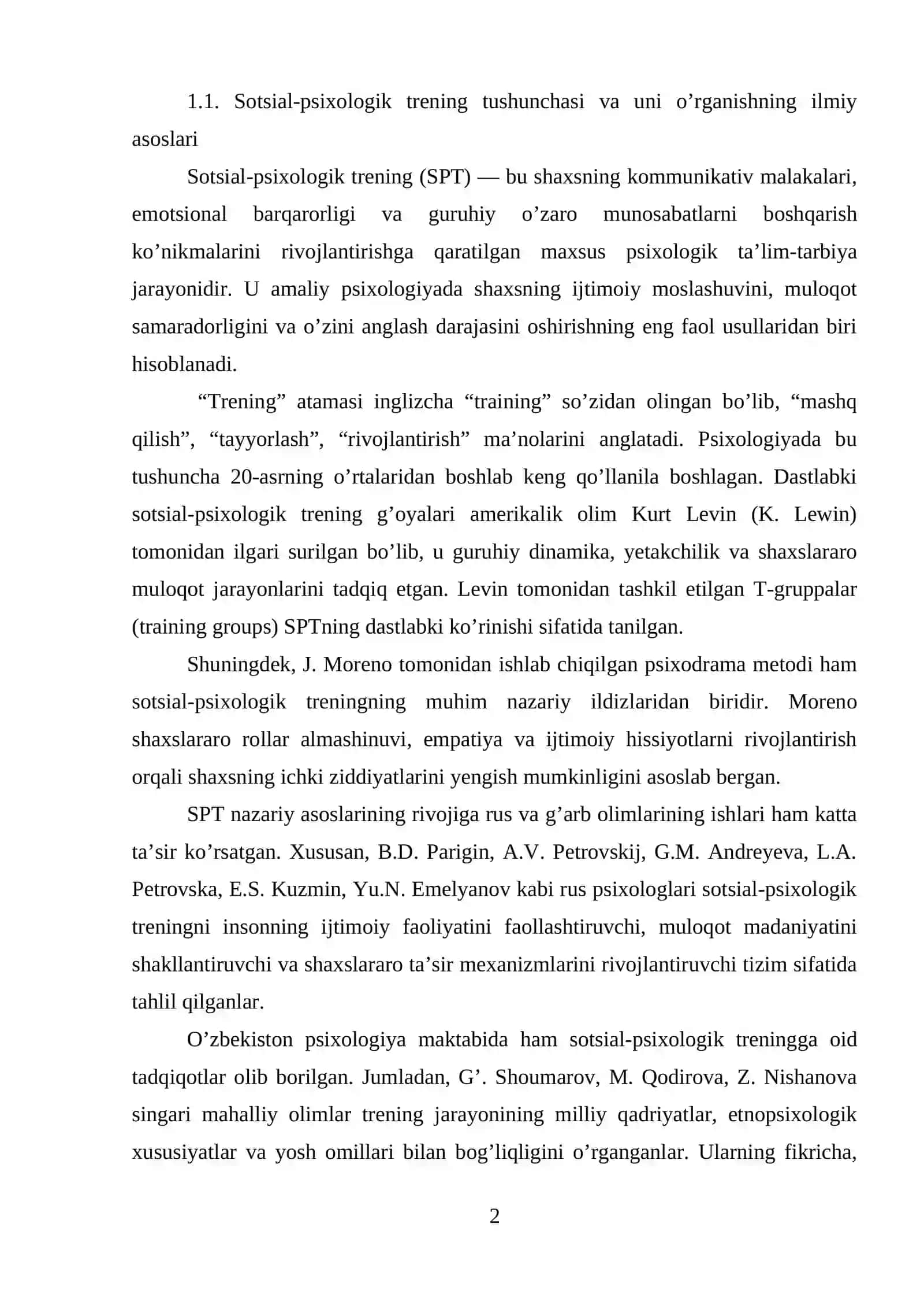 Sotsial-psixologik treningning nazariy asoslari va mohiyati 2