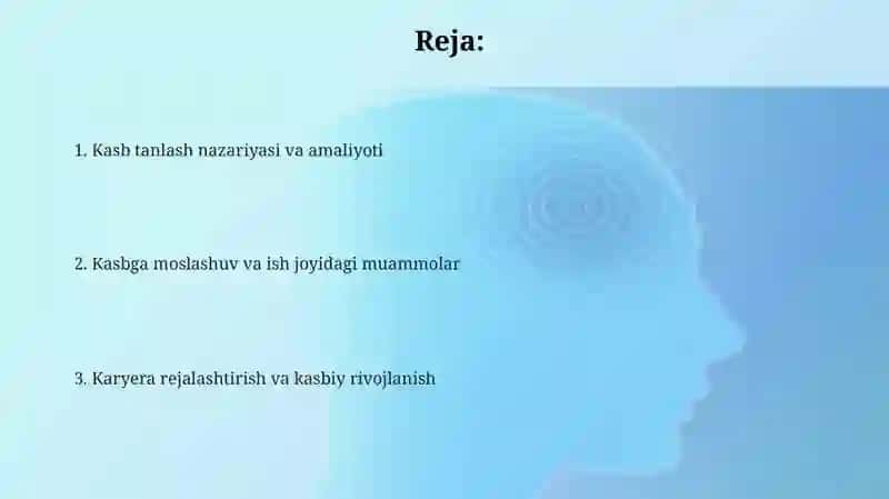 Kasb tanlash va kasbiy rivojlanish 2