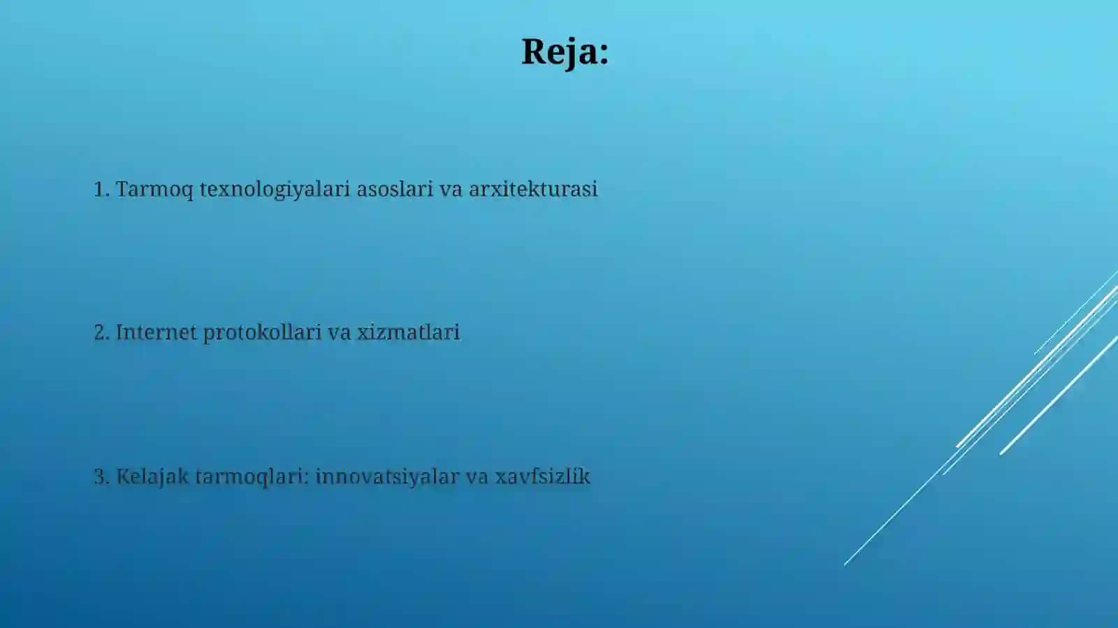 Tarmoqli texnologiyalar va internet xizmatlari 2