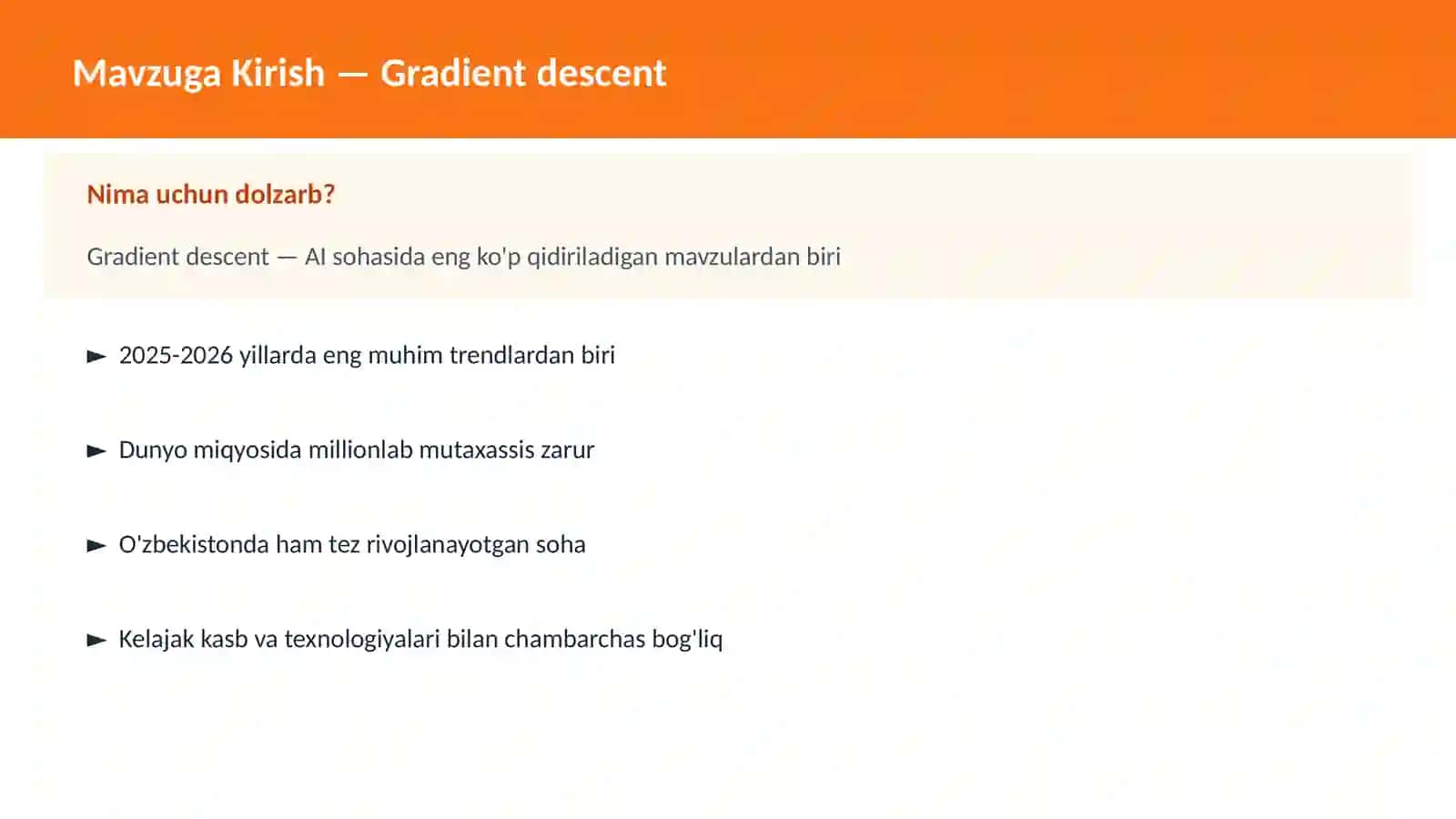 AI | DEEP LEARNING VA NEYRON TARMOQLAR 2