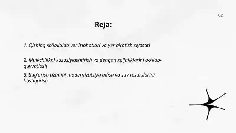 Qishloq xo'jaligida islohotlarning mohiyayi va asosiy yonalishlari 2