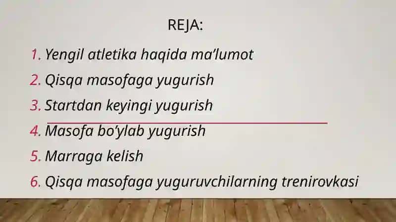 Yengil atletika:qisqa masofaga yugurish 2