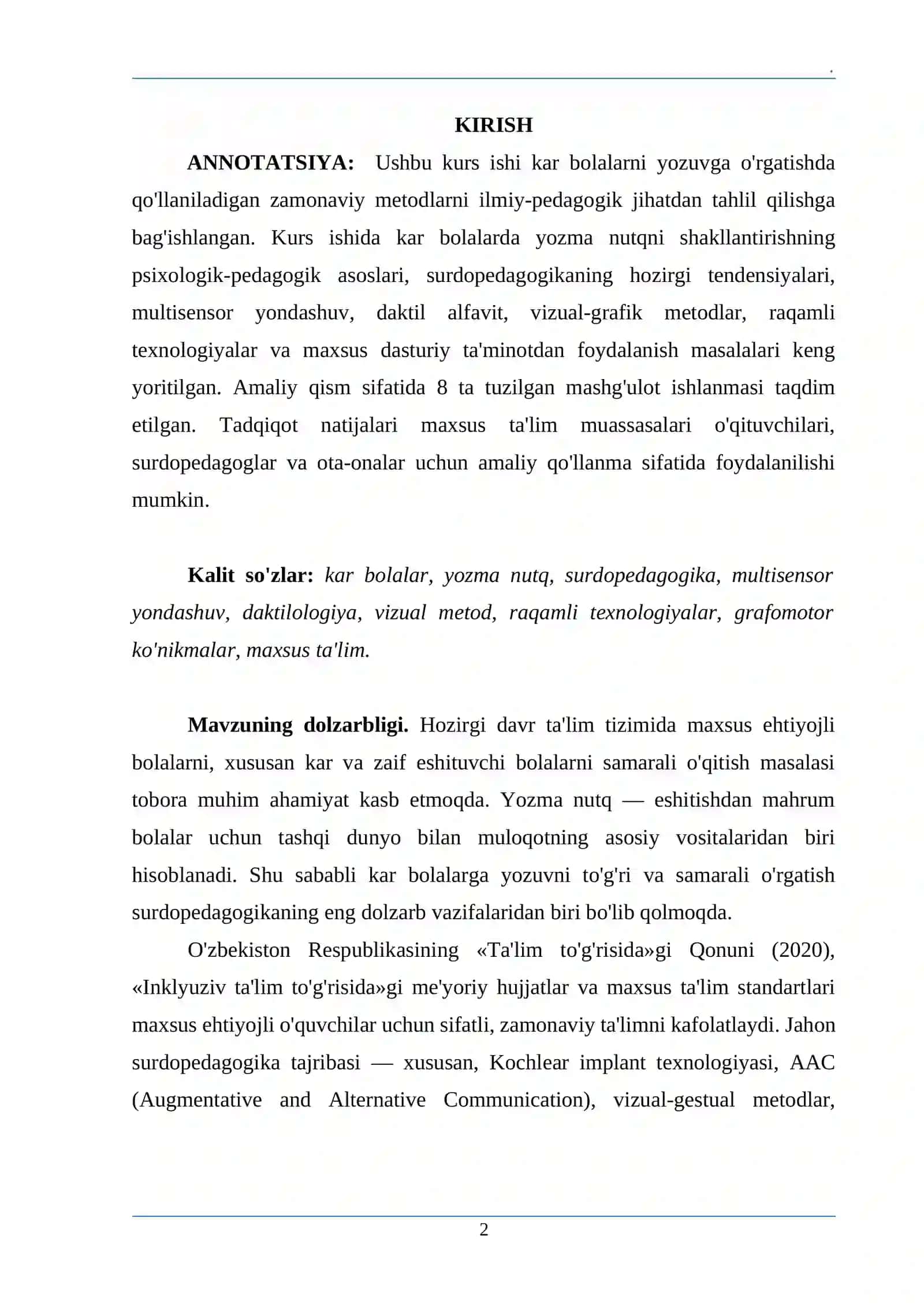 Kar bolalarni yozuvga o’rgatishda zamonaviy metodlar 2