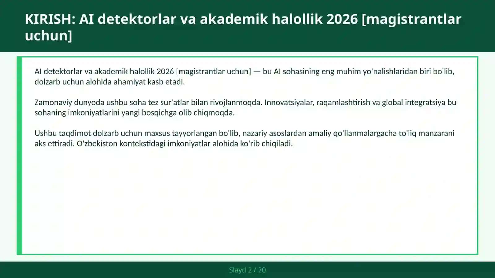 AI detektorlar va akademik halollik 2026 [magistrantlar uchun] 2