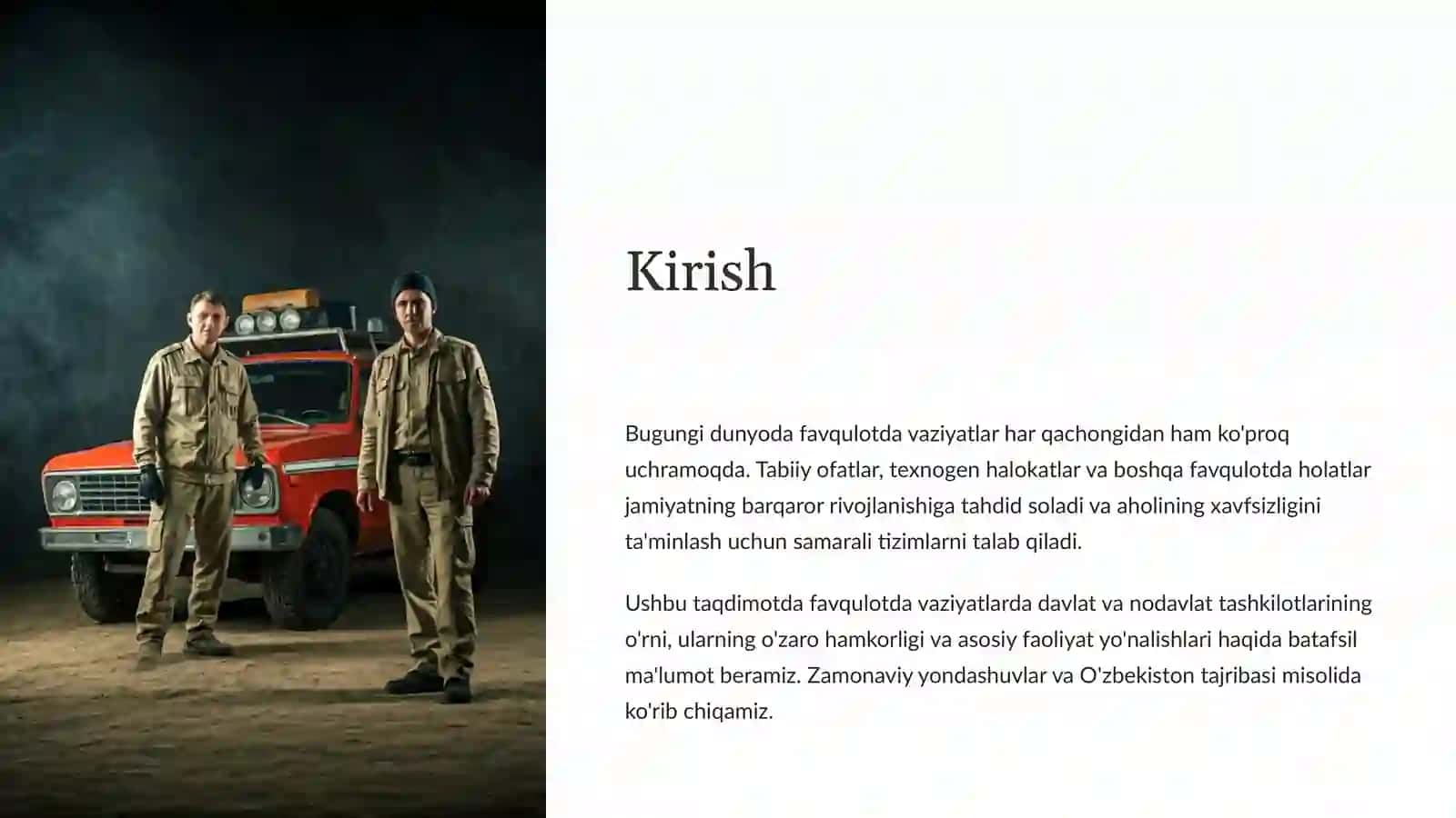 Favqulotda vaziyatlarda davlat va nodavlat tashkilotlarining faoliyat yo'nalishlari. 2