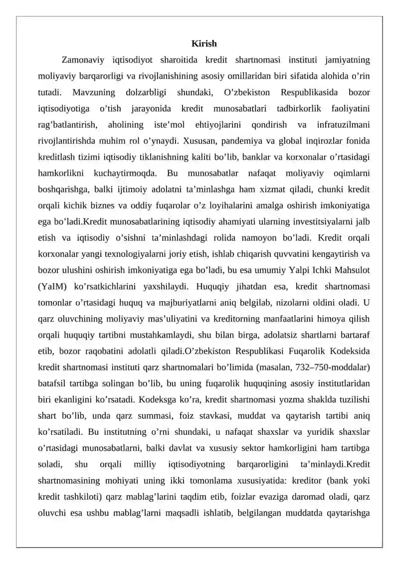 Kredit shartnomasi 2