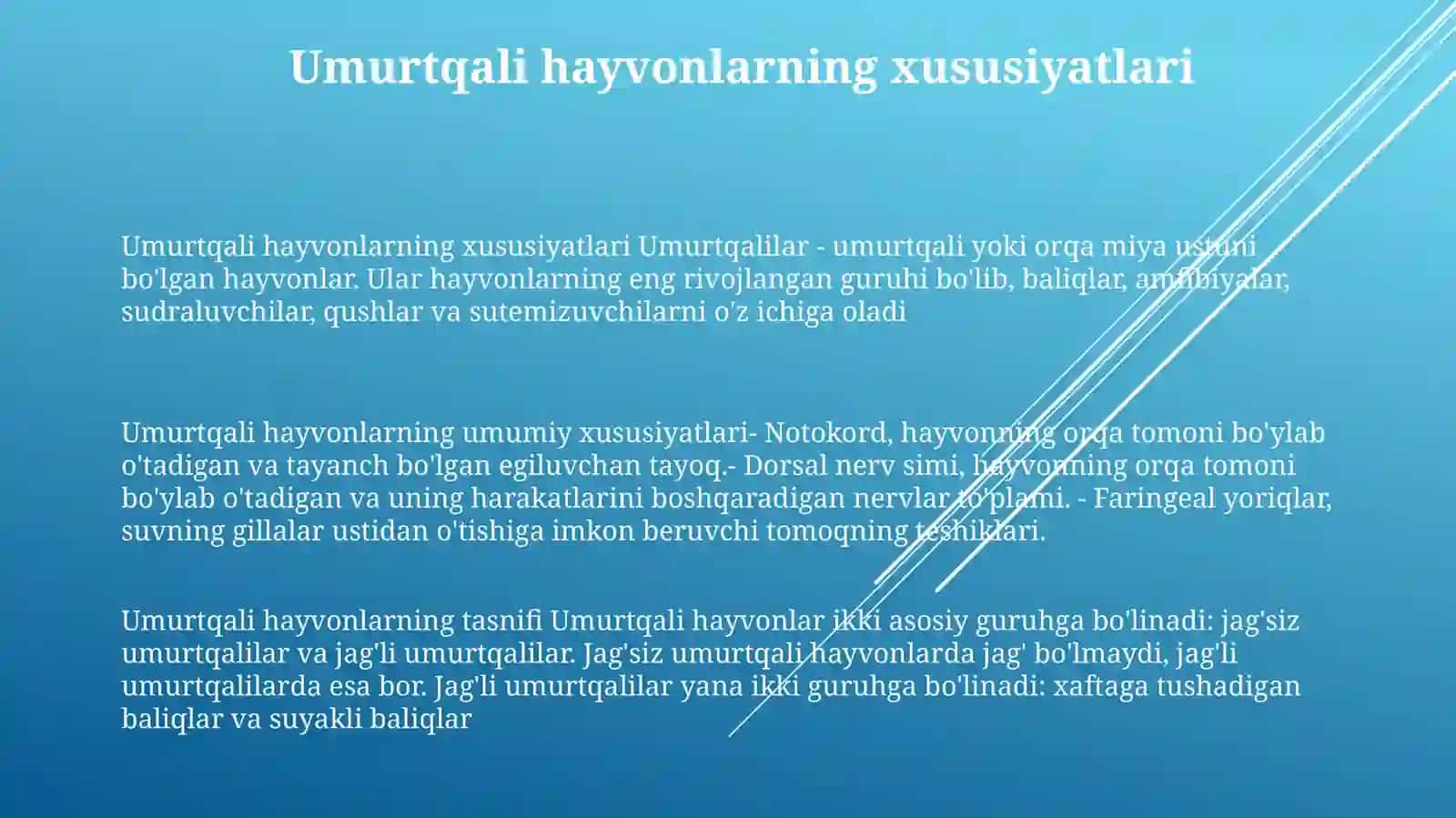 Umurtqalilar Kenja Tipining Umumiy TavsifiVaTasnifi 2