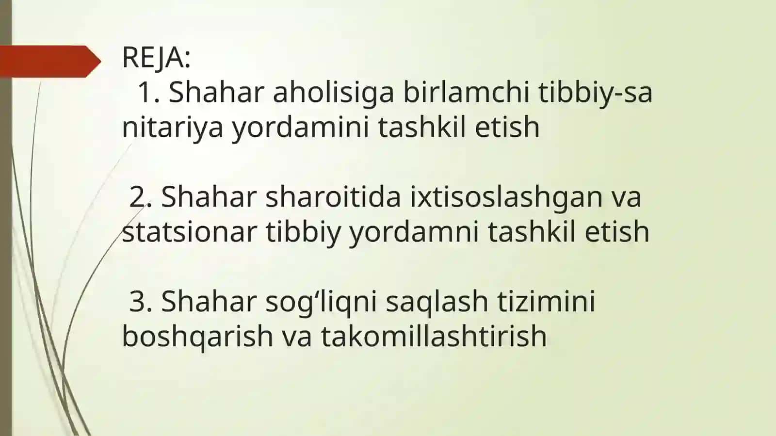 Shahar aholisi tibbiy yordam ko`rsatish ni tashkil qilish 2
