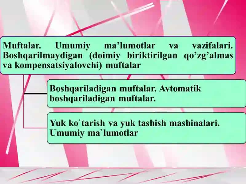 Boshqarilmay­digan (doimiy biriktirilgan qo’zg’almas va kompensatsiyalovchi) muftalar 2