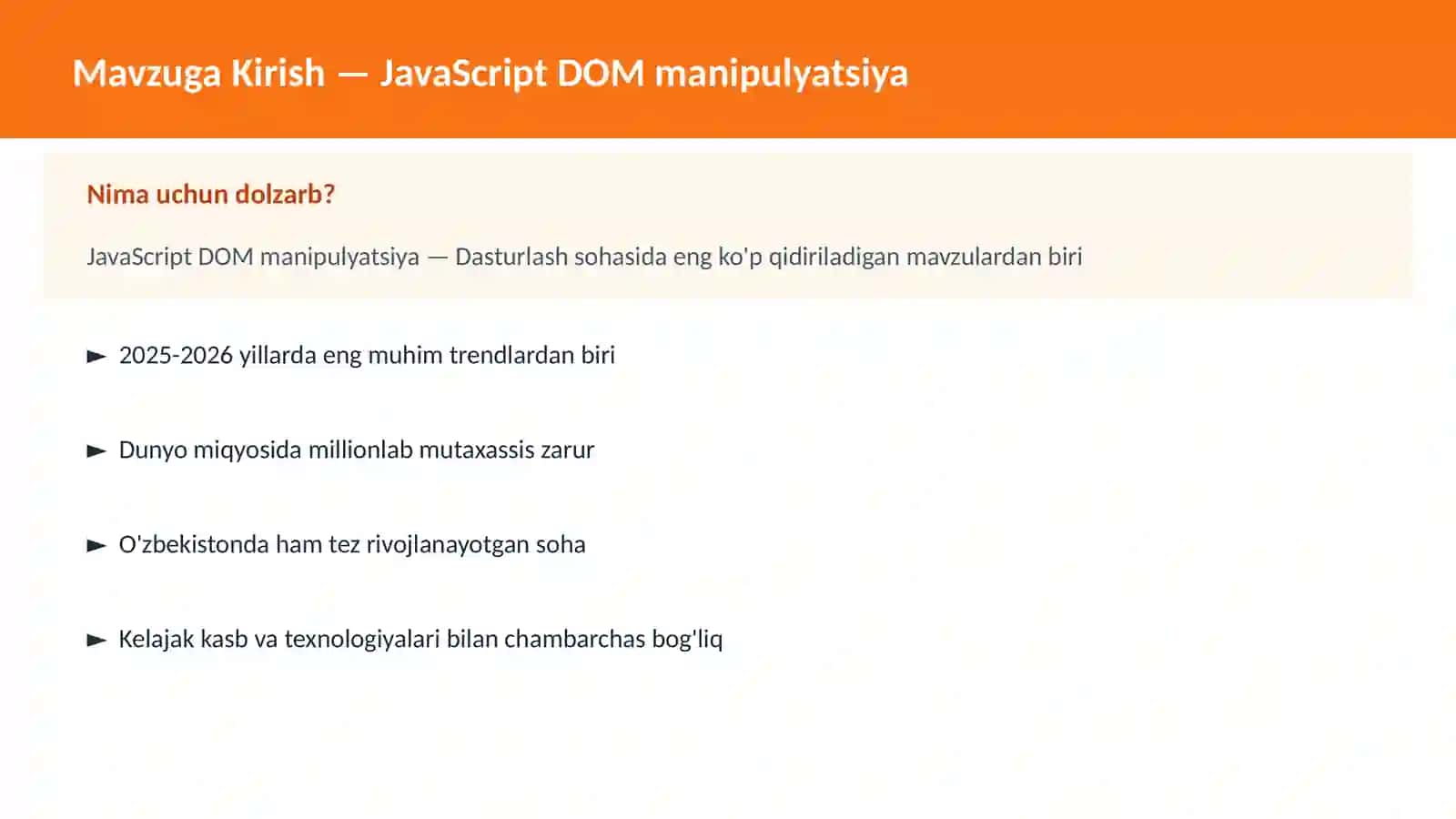 JavaScript DOM manipulyatsiya 2