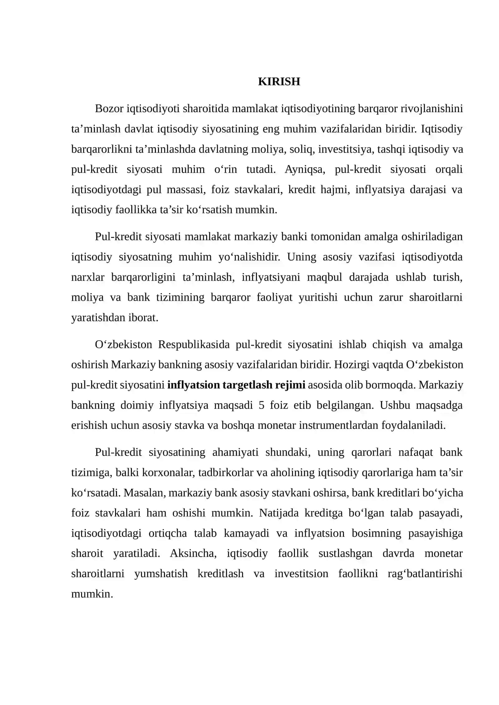 Pul-kredit siyosati va uning tahlili 2