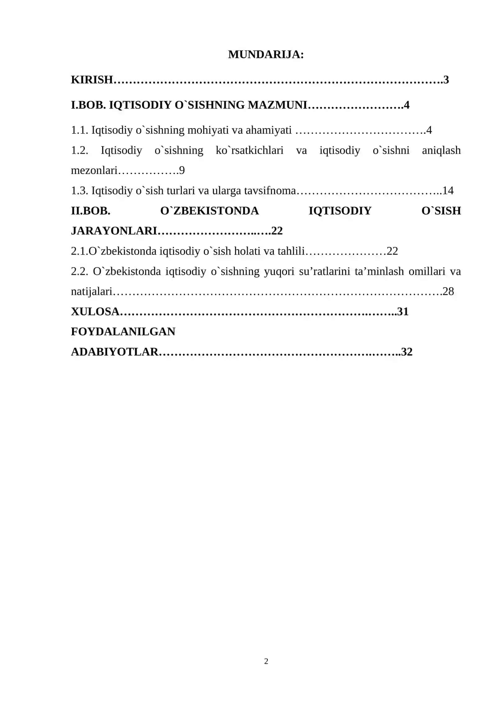 IQTISODIY O`SISHNING MAZMUNI  kurs ishi 2