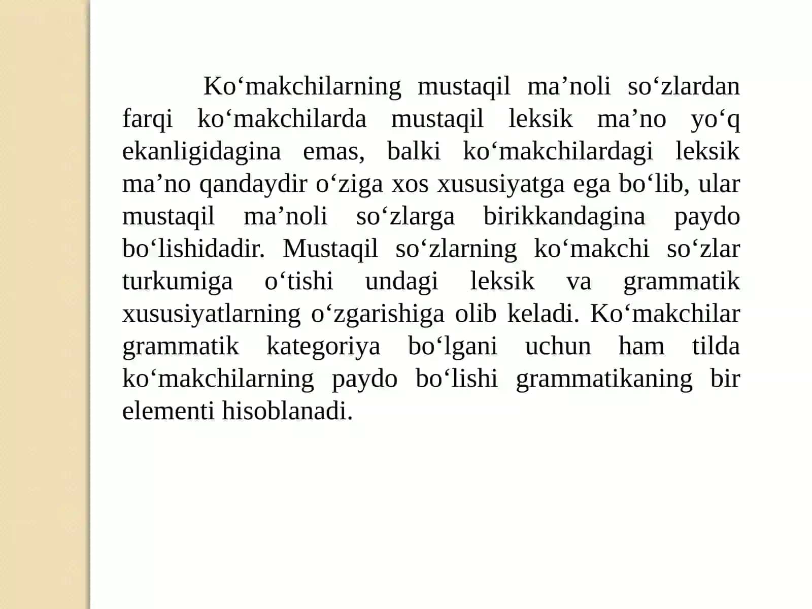 Eski o‘zbek tilida ko‘makchi bog‘lovchi va uning turlari 2
