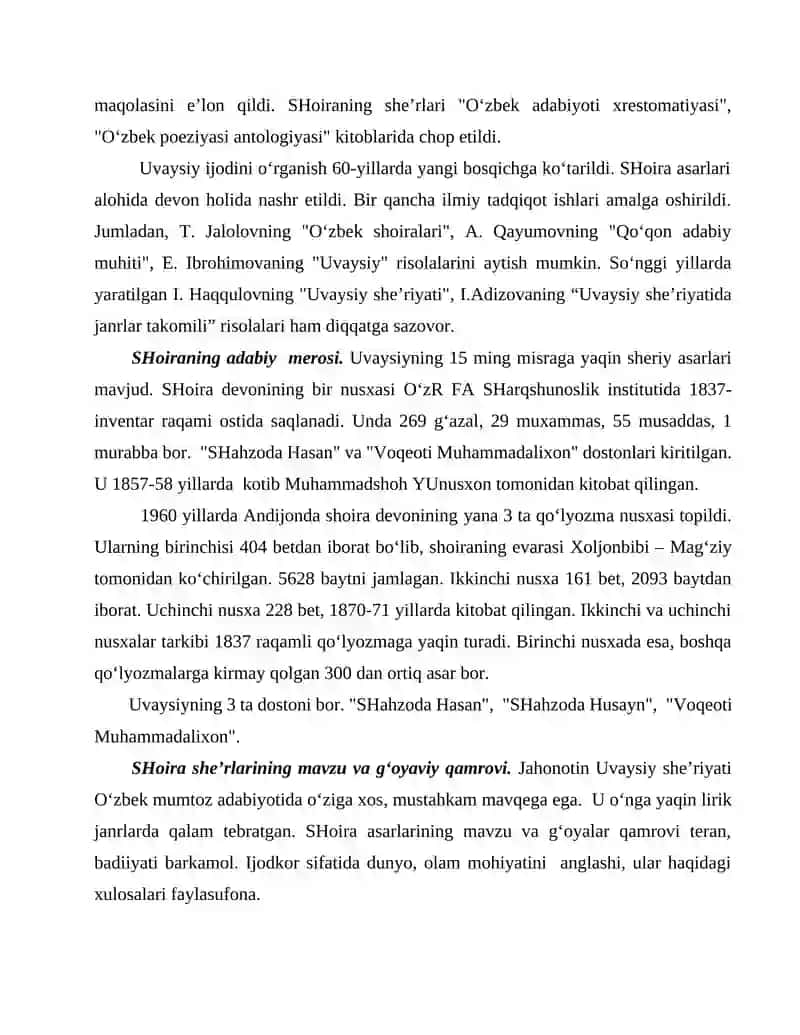 UVAYSIYNING HAYOTI VA IJODI 2