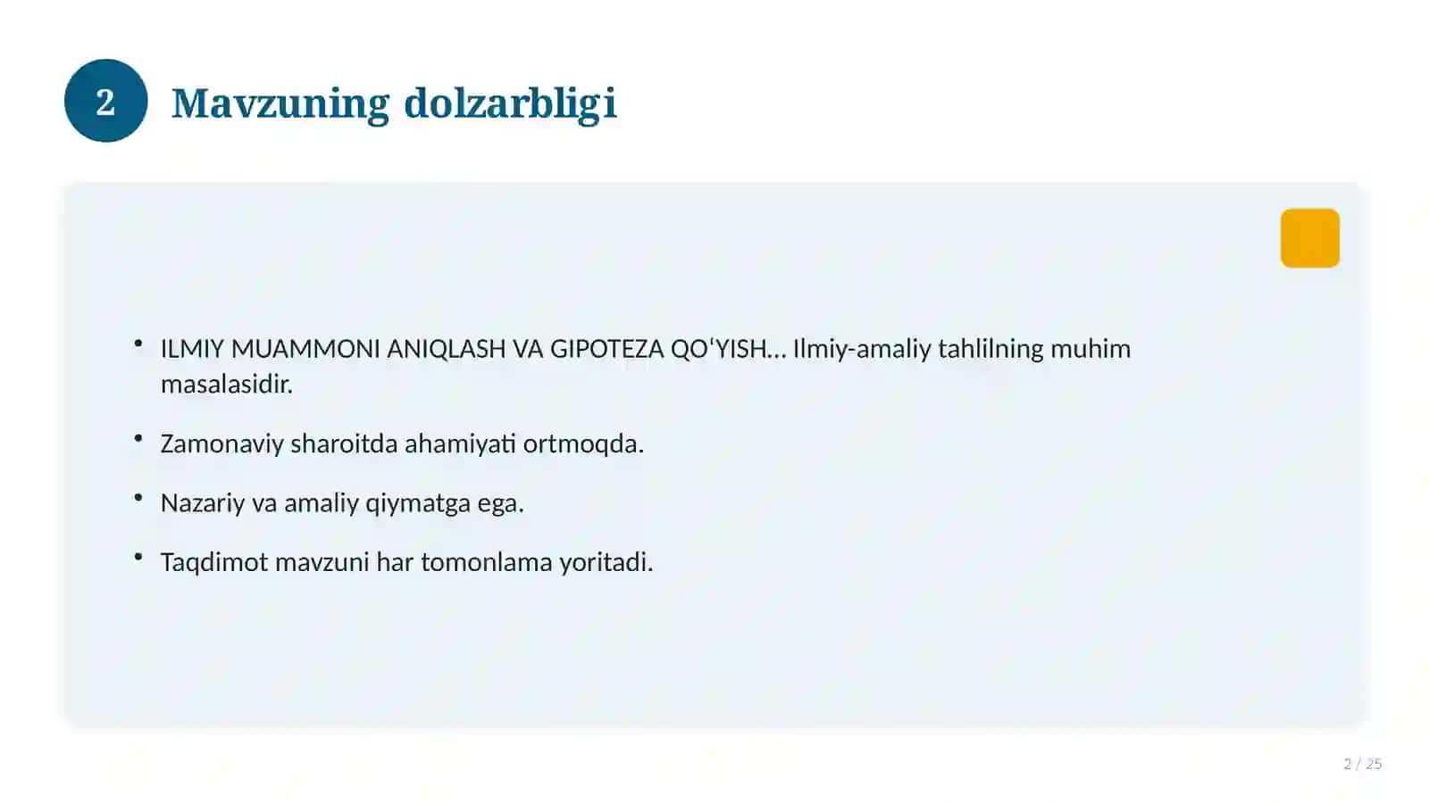 ILMIY MUAMMONI ANIQLASH VA GIPOTEZA QO‘YISH JARAYONINING BOSQICHLARI 2