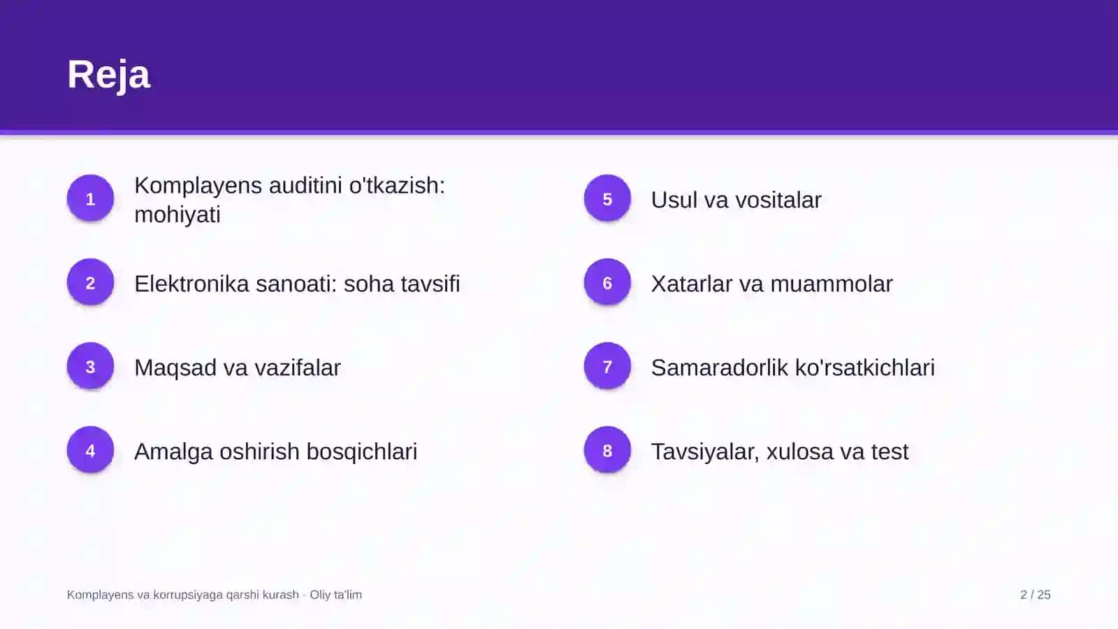 Elektronika sanoatida komplayens auditini o'tkazish 2