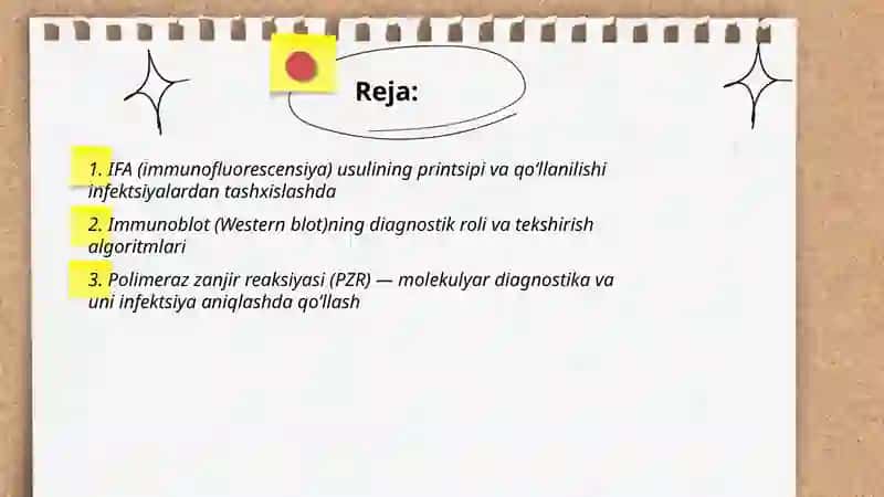 IFA, Immunoblot, PZR radioimmun reaksiyalar ming yuqumli kasalliklar tashxisda qoʻllanilishi 2