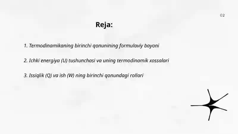 Termodinamikaning birinchi qonuni 2