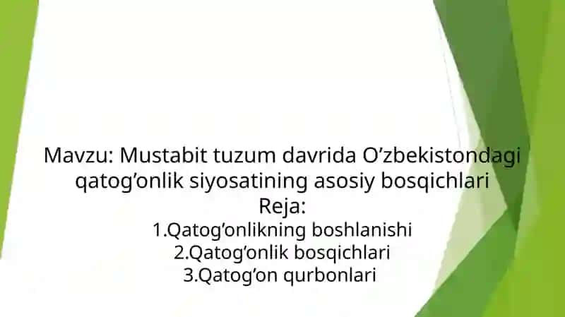 Mustabid tuzum davrida O’zbekistondagi qatog’onlik siyosatining asosiy bosqichlari 2