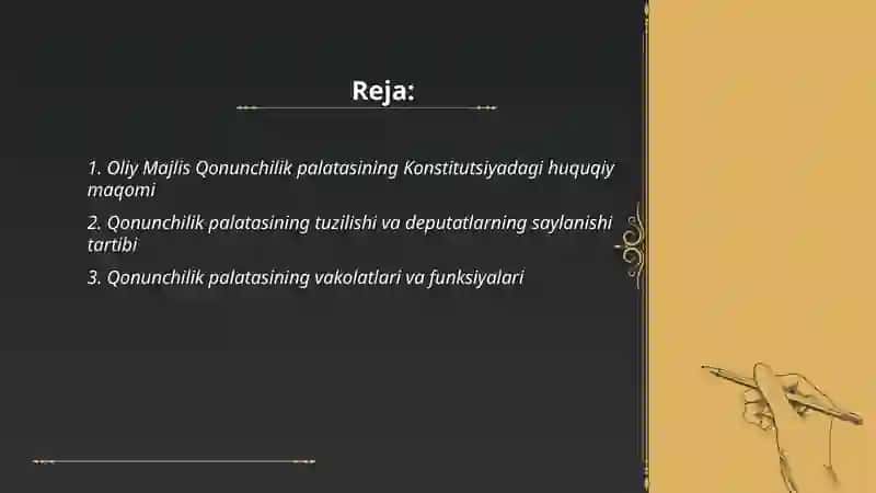 Oliy Majlis Qonunchilik palatasining huquqiy holati 2