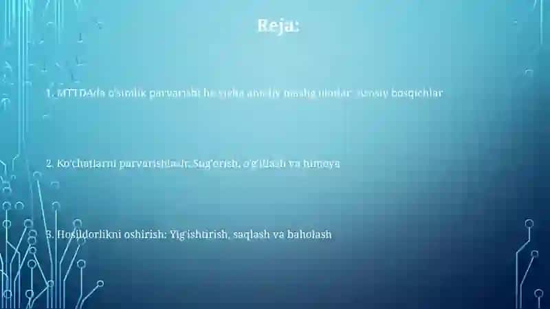 MTT Dao'simliklarni parvarish qilish bo'yicha amaliy mashg'ulotlar 2
