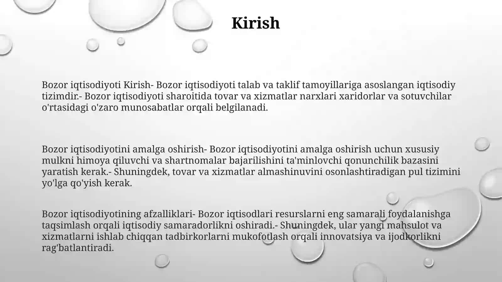 Bozor Iqtisodiyoti Amalga Oshirish 2