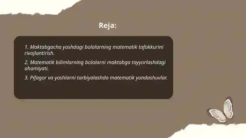Elementar matematika tasavvurlari shakllantirish fanidan 2