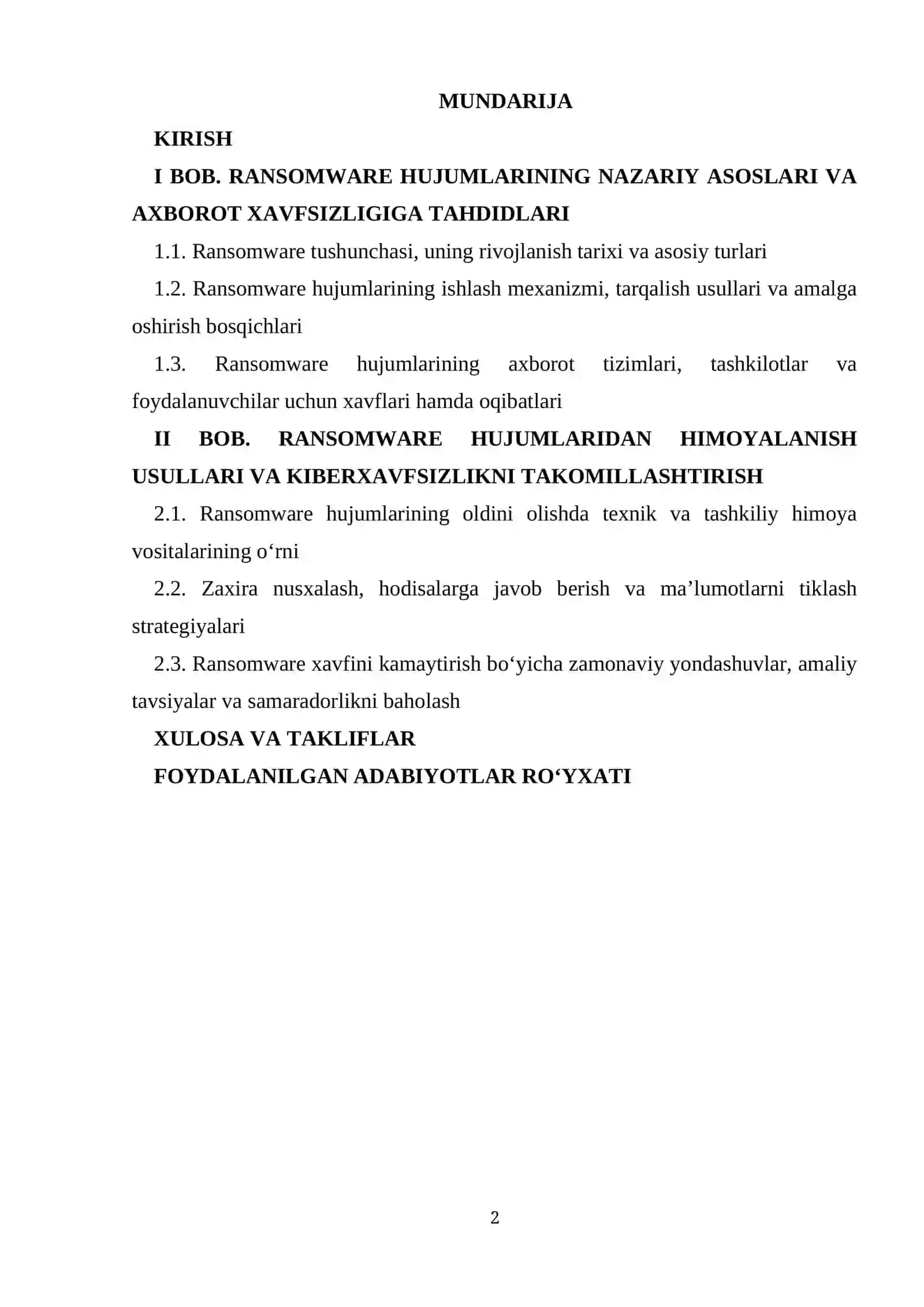 RANSOMWARE HUJUMLARI: XAVFLARI, OQIBATLARI VA HIMOYALANISH CHORALARI 2