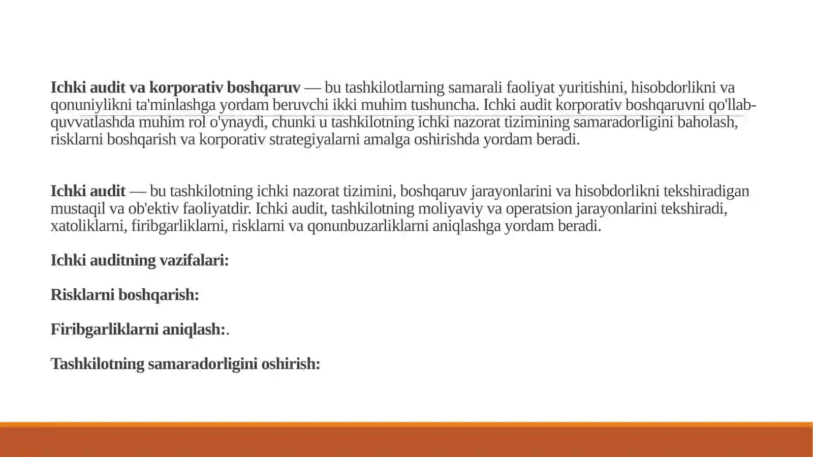 Ichkiaudit va korporativ boshqaruv 2