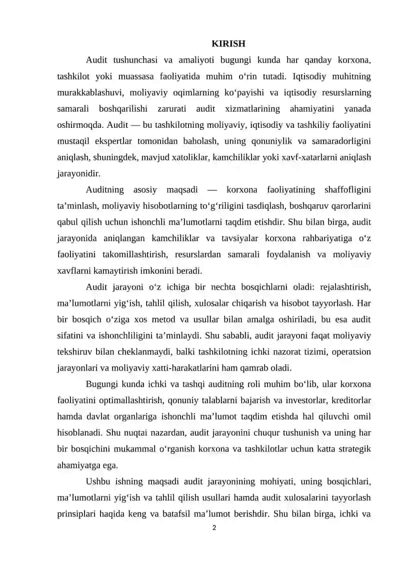 Audit o'tkazish jarayoni 2