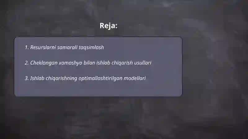 Ishlab chiqarishni maksimallashtirish masalasi 2
