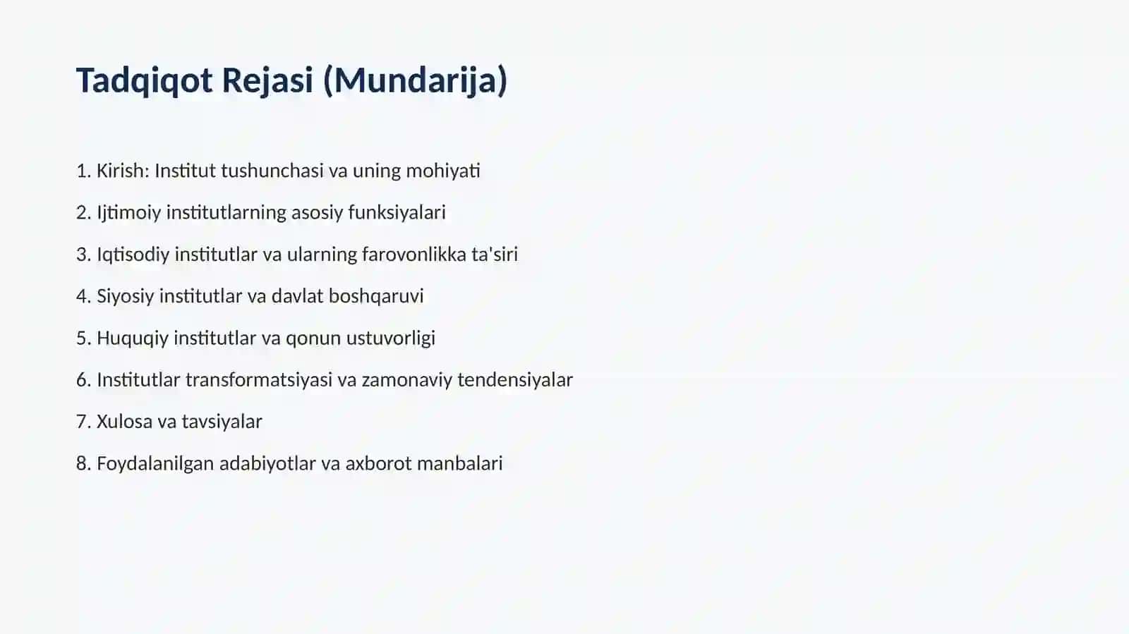 Institutlar va ularning jamiyat rivojlanishi 2