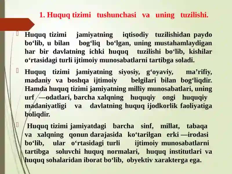 Huquq tizimi va Hokimiyatning taqsimlanishi tamoyili 2