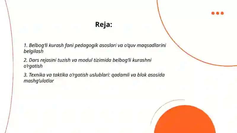 Belbog‘li kurash fani pedagogik asoslari va o‘quv maqsadlarini belgilash 2