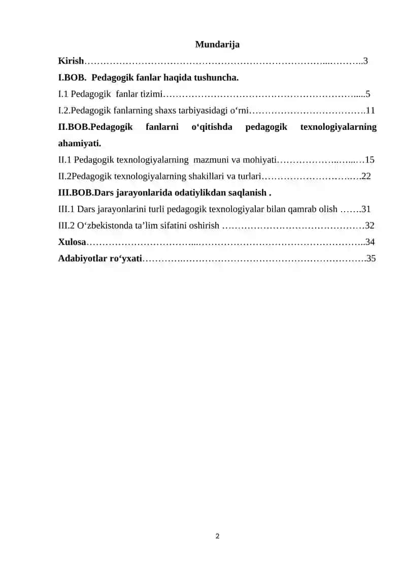 Pedagogik fanlarni o‘qitishda pedagogik texnologiyalardan foydalanishning o‘ziga xosliklari 2