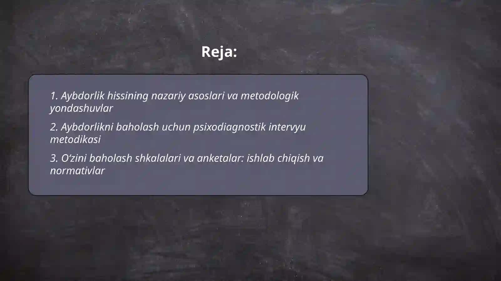 Aybdorlik hissini oʻrganish metodikasi 2