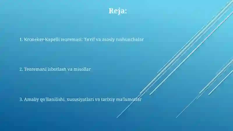 Kroneker-Kapelli teoremasi va uning isboti 2