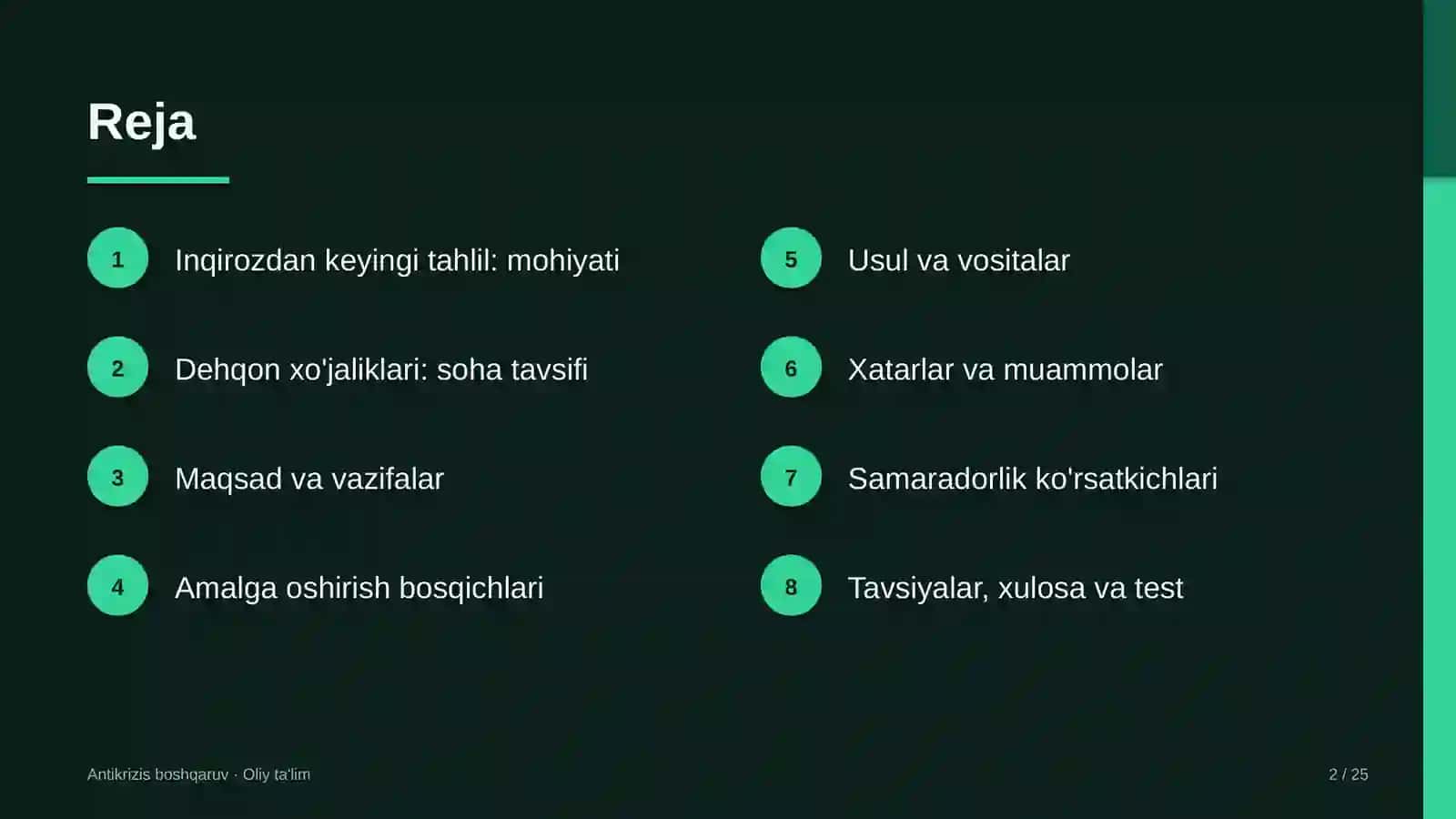 Inqirozdan keyingi tahlil: mohiyati 2