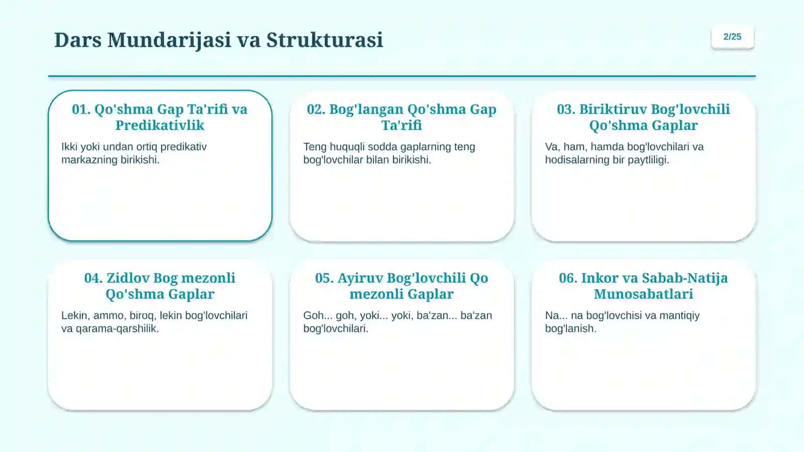 Bog'langan Qo'shma Gaplar va Ularda Tinish Belgilari 2