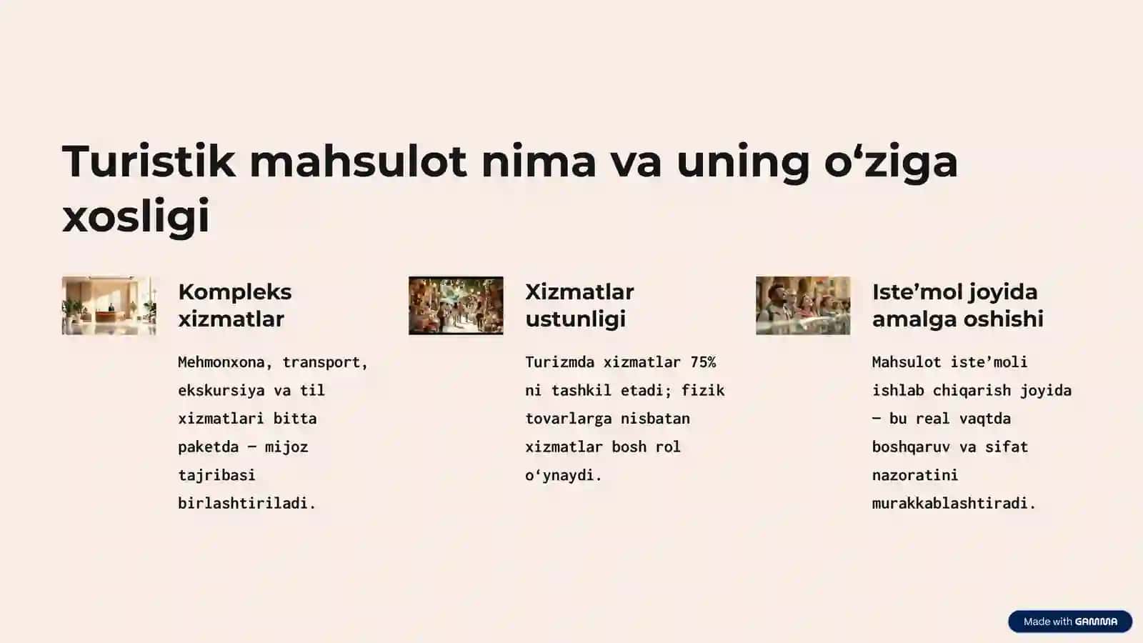 Turistik mahsulotni samarali rejalashtirish muammolari 2