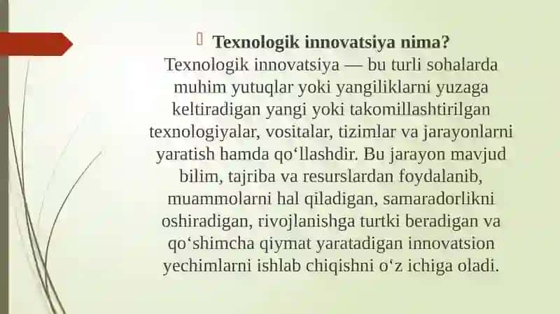 Texnologik Innovatsiyalar 2