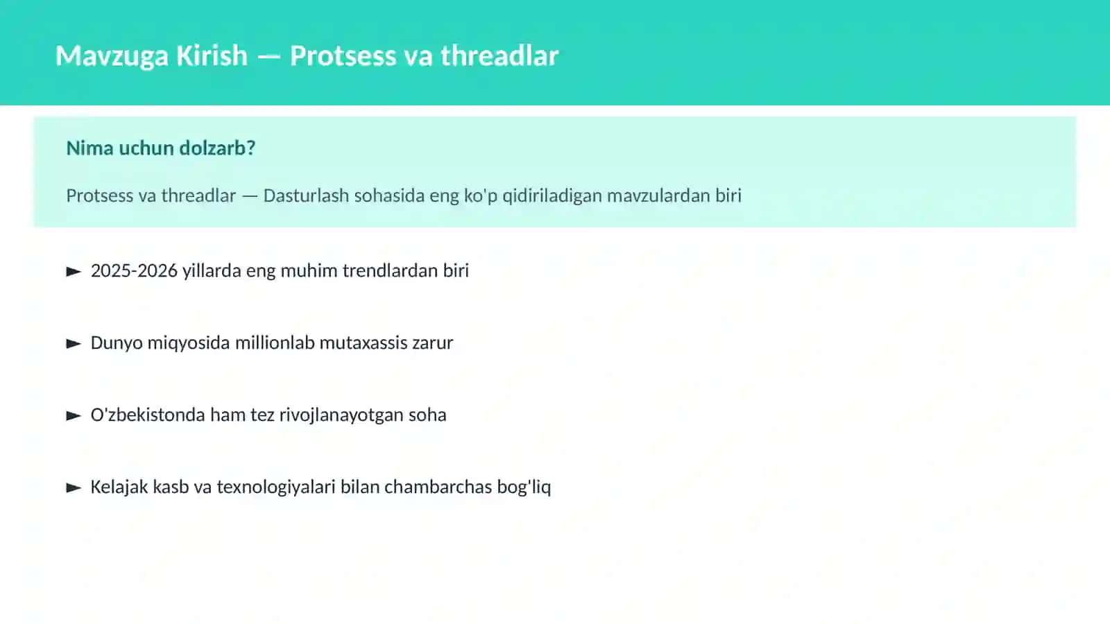 Protsess va threadlar 2