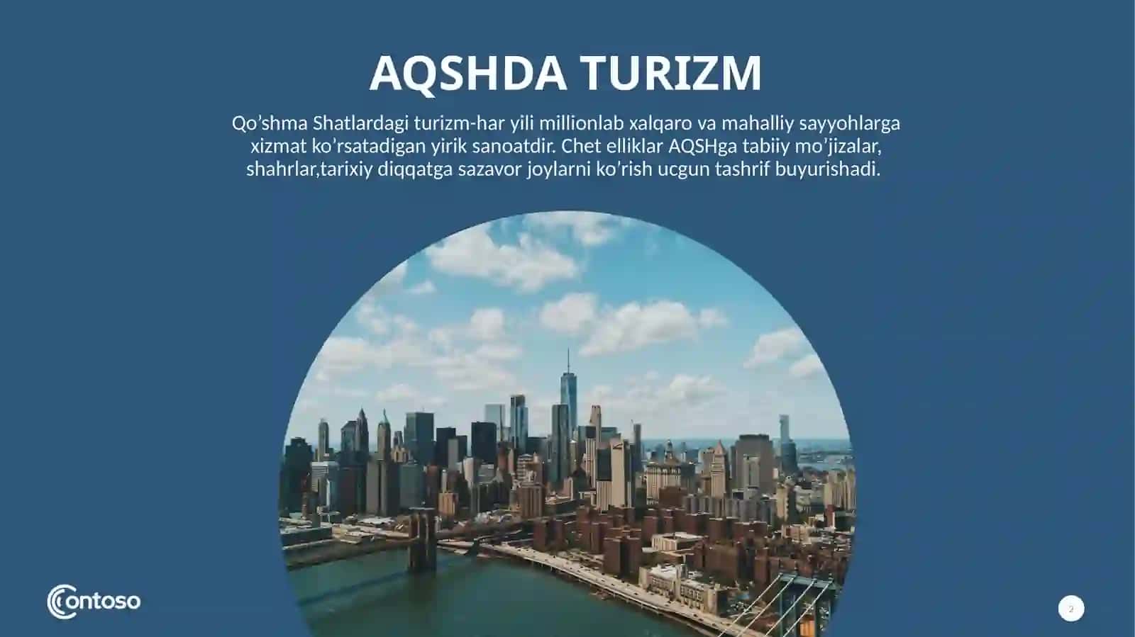 AQSHDA TURIZM VA IQTISODIYOTI 2