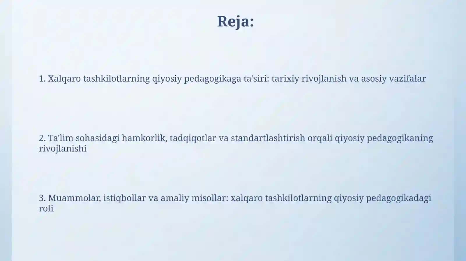 Komparativistik pedagogika fani rivojlanishi 2