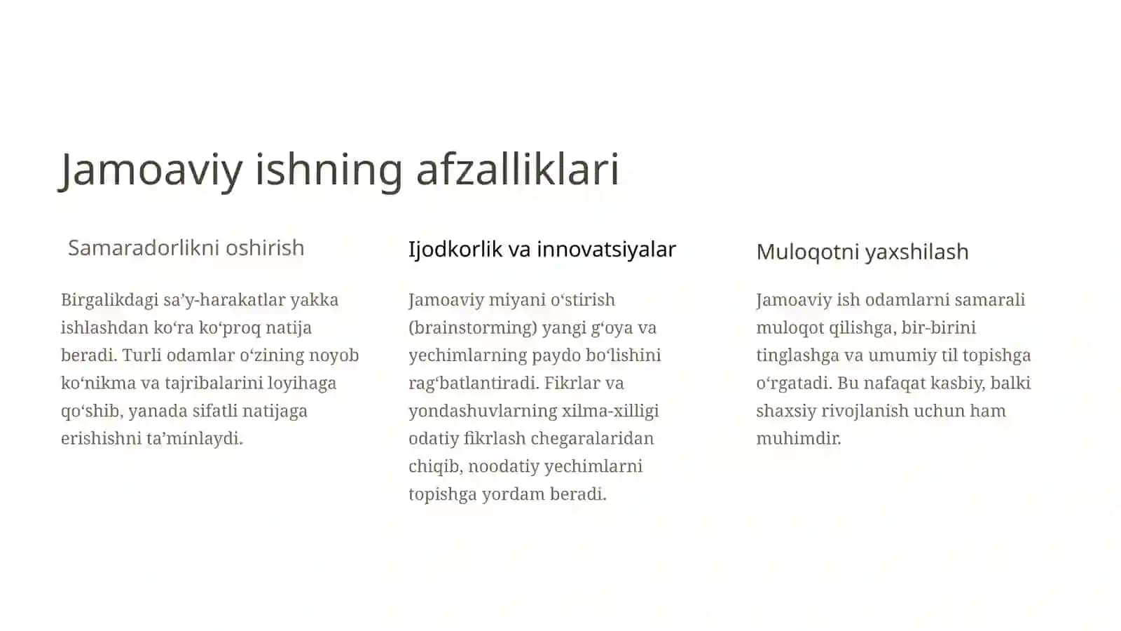 Jamoada ishlash 2