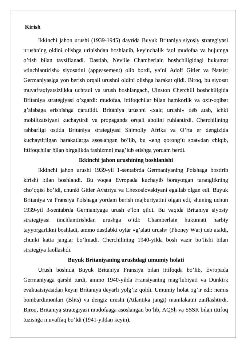 Ikkinchi jahon urushi davrida Buyuk Britaniyaning siyosiy strategiyasi 2